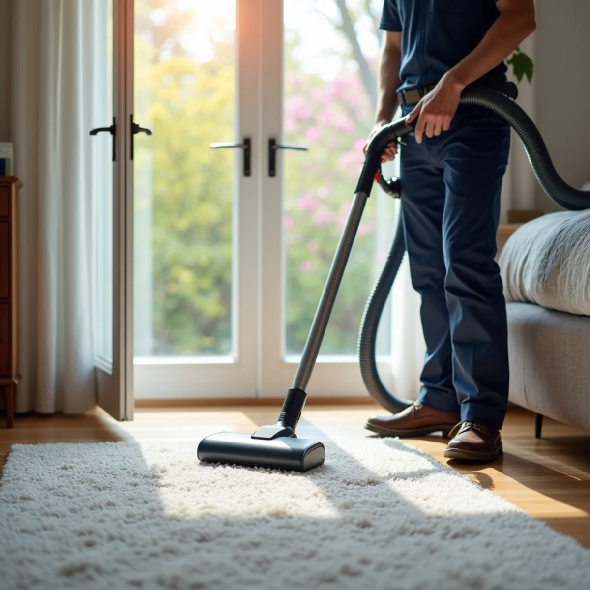Allergen reduction room by room cleaning protocol in modern bedroom