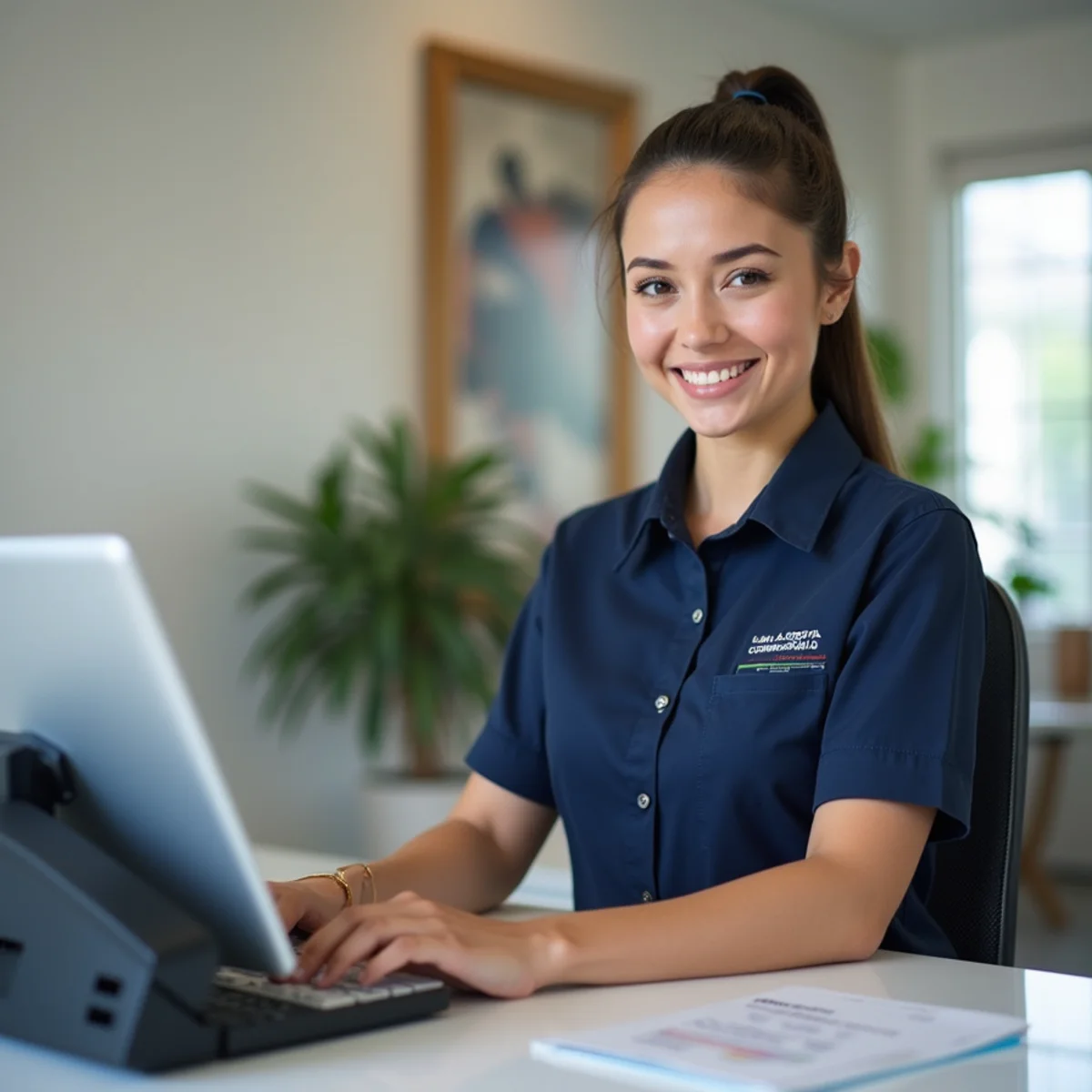 Customer care specialist assisting Long Island homeowner with cleaning appointment