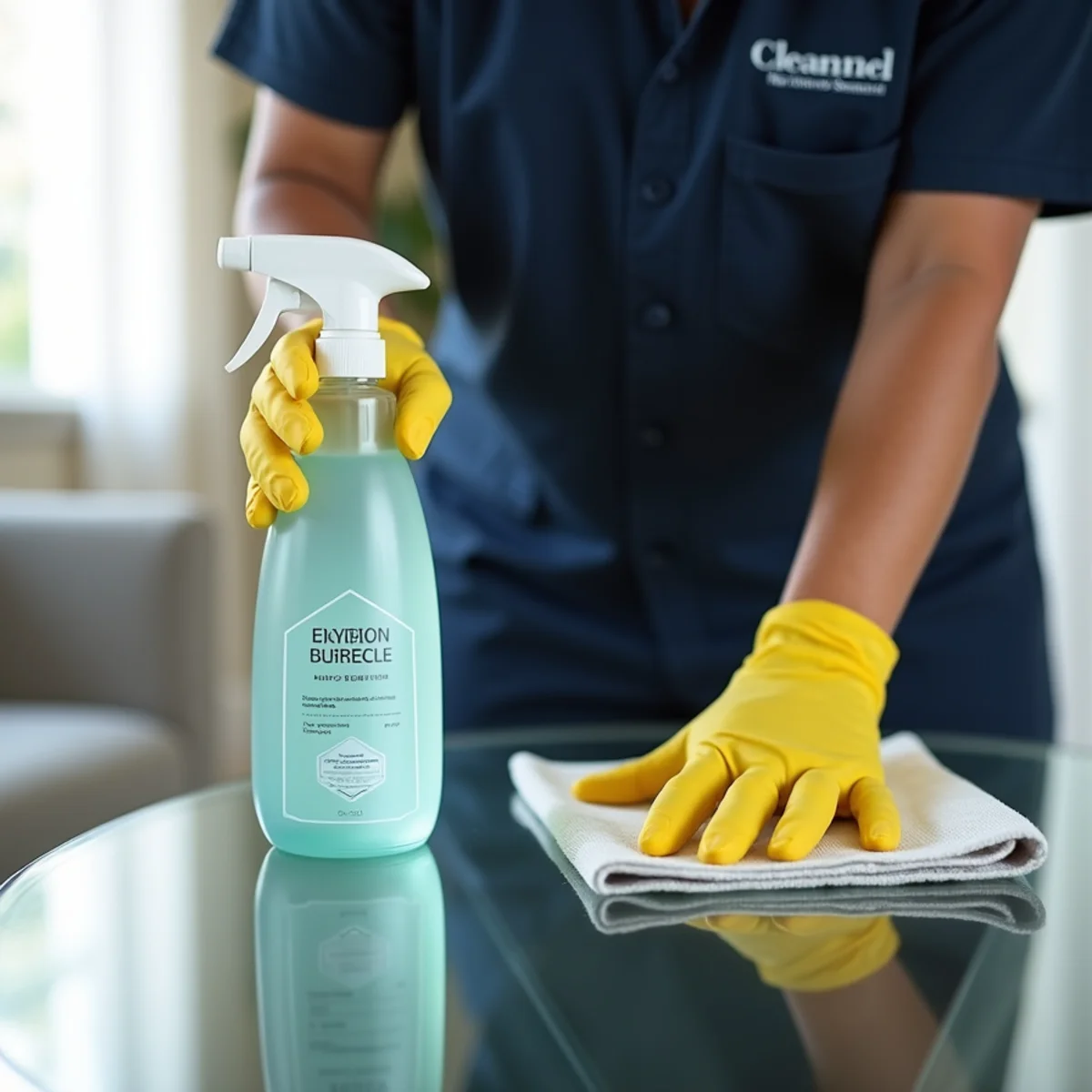 Botanical non-toxic cleaning spray sanitizing family table with child and pet safety