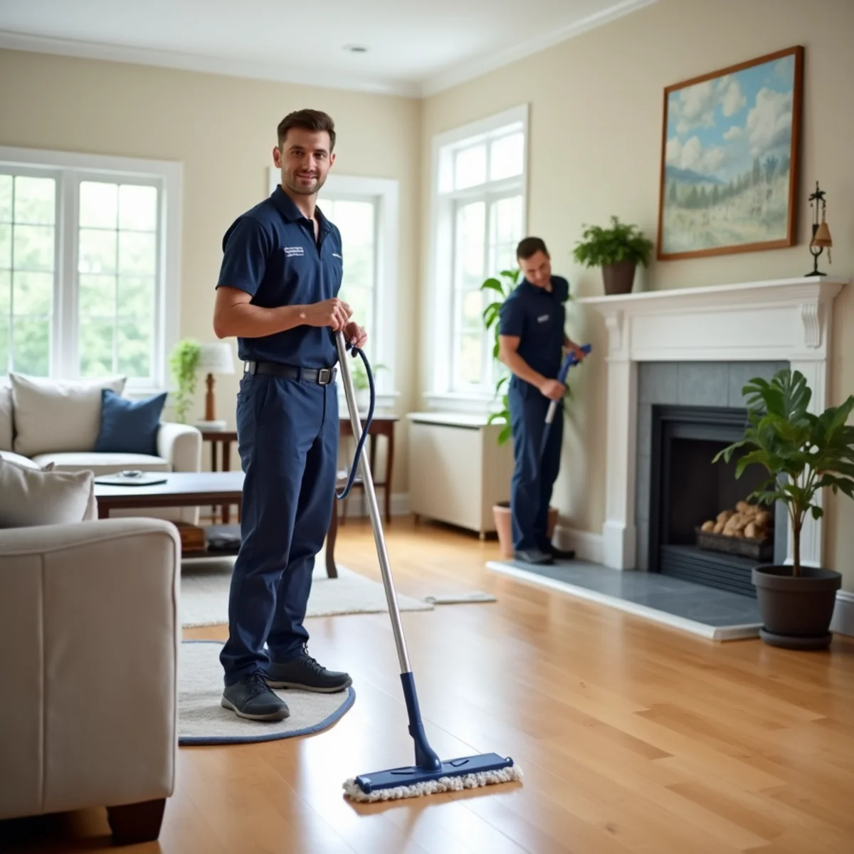 Tidy and sparkling clean family room during standard one-time cleaning in Selden NY